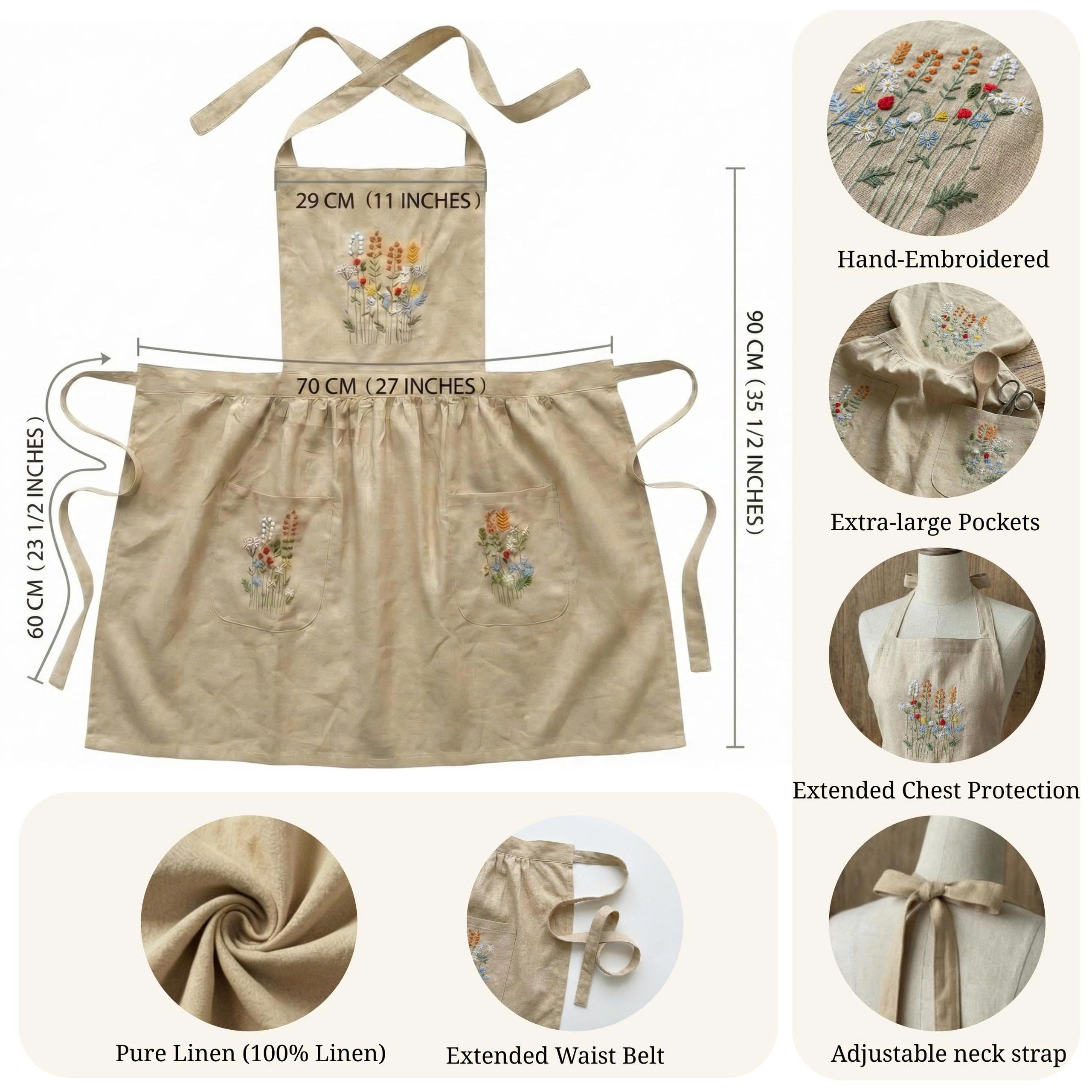 Waist length 27 inches linen apron