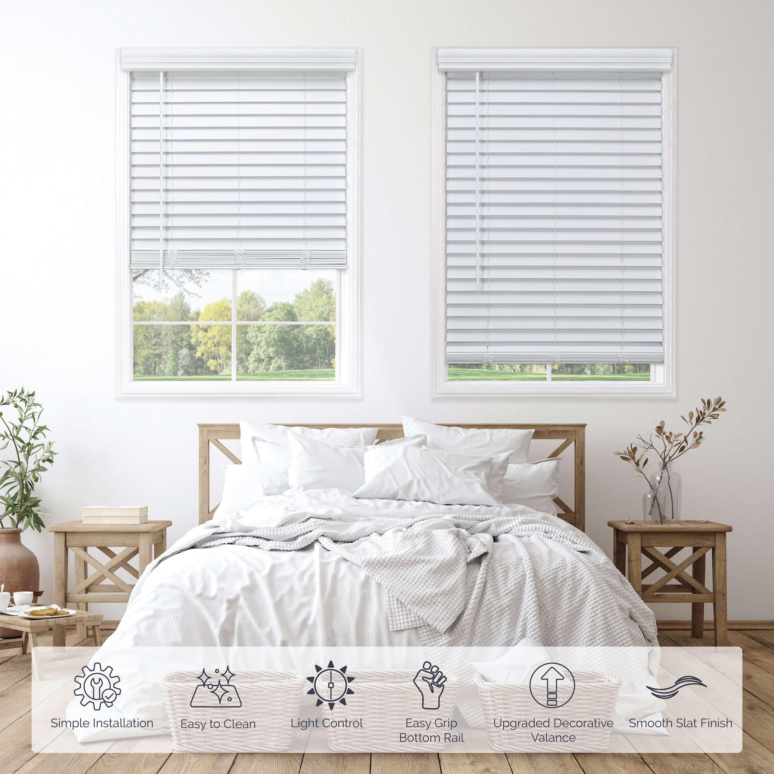 Linen Avenue cordless faux wood blind 2-inch