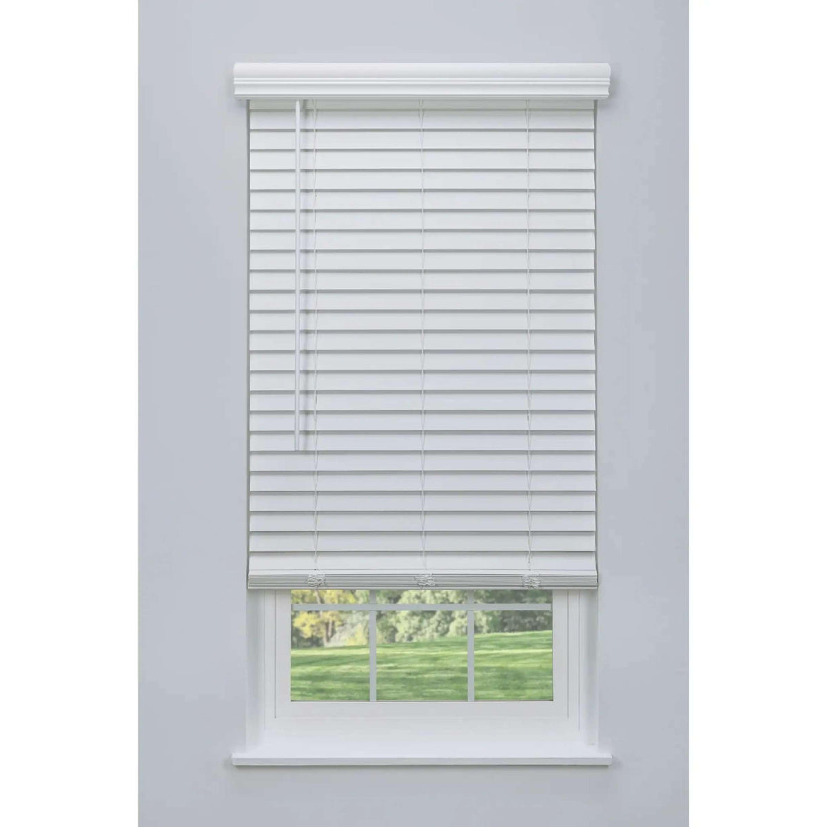 Linen Avenue cordless faux wood blind white