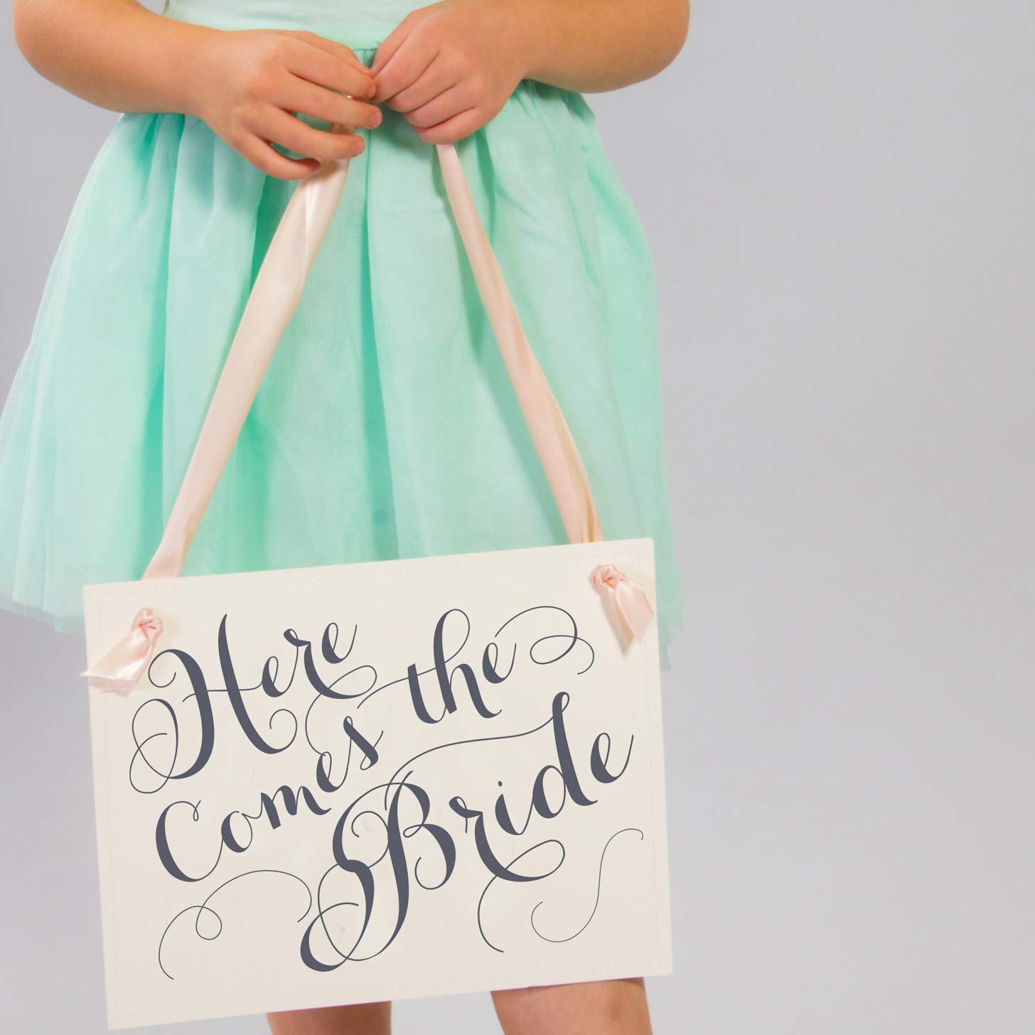 Hand-tied satin ribbon around sign about 28 inches