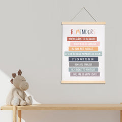 Linen cotton banner with cotton rope and pine wood hanger