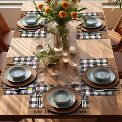 Spring themed placemats with Hello Spring slogans