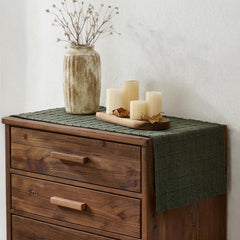 Textured grid linen blend table runner by ZeeMart