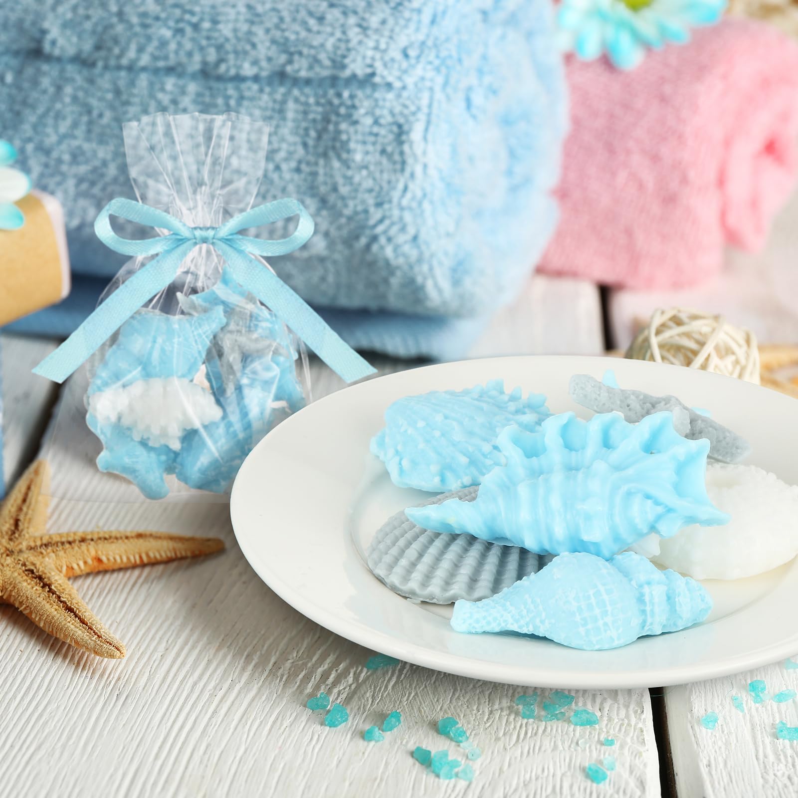 Blue white grey ocean decor soap pack