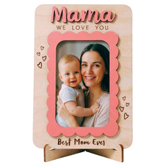 Engraved Best Mom Ever on wooden frame