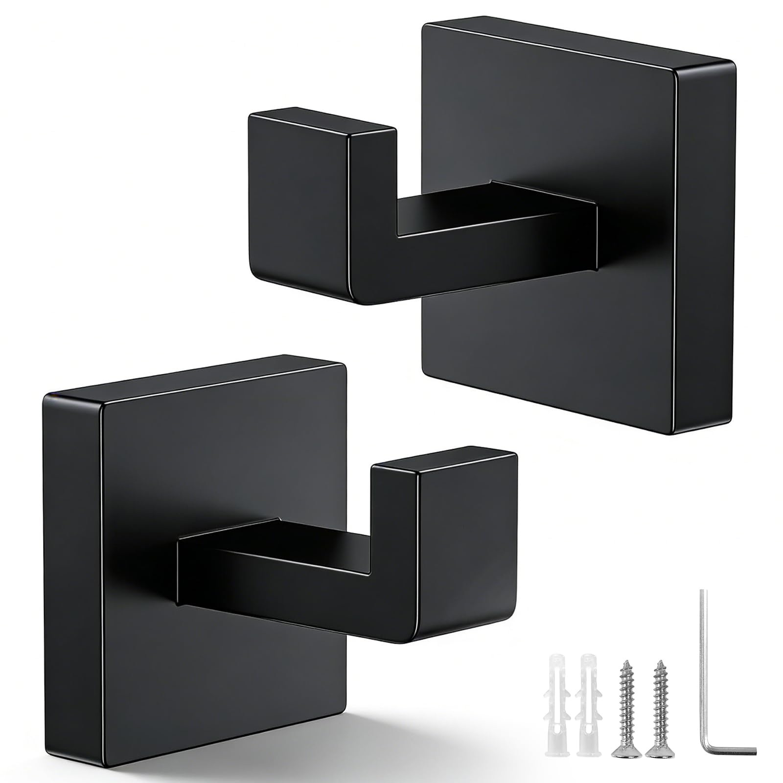 Linhutrunk black towel hooks 2 pack SUS304 for bathrooms