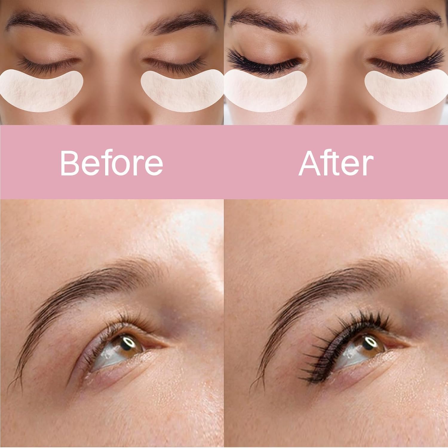 Gel eye patches suitable for lash extensions tint and perm workflows