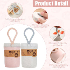 Set includes 2 cups 2 spoons and 2 dust caps