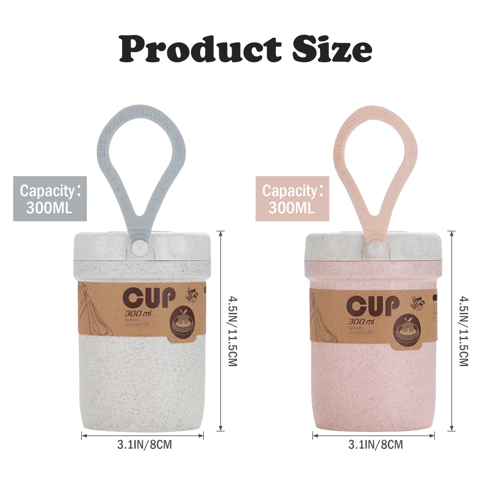 Eco friendly wheat straw cups with leakproof lid