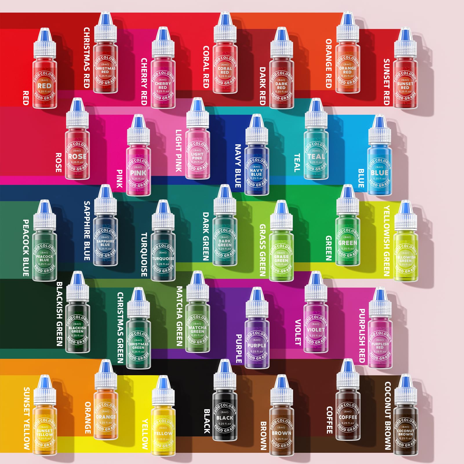 liquid food coloring with dropper for precise color control