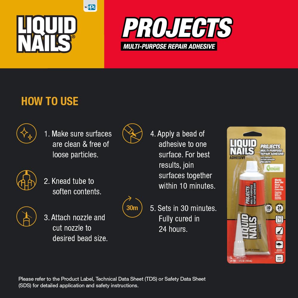 Liquid Nails LN-700 bonding wood metal and concrete