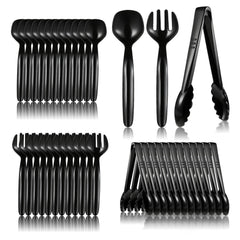 LIQWEI 36 piece black plastic serving utensils set packaging