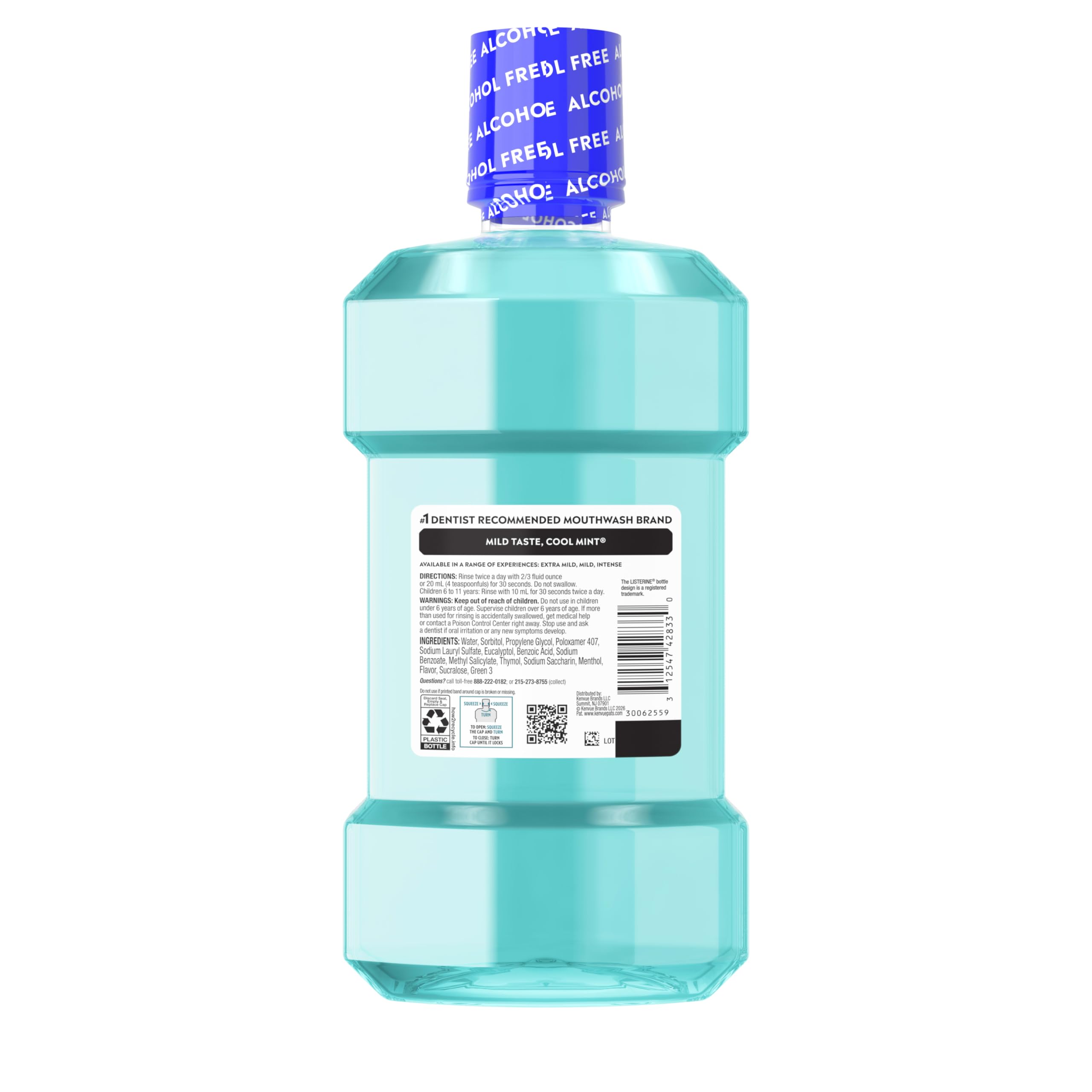 Cool Mint mild flavor mouthwash bottle label
