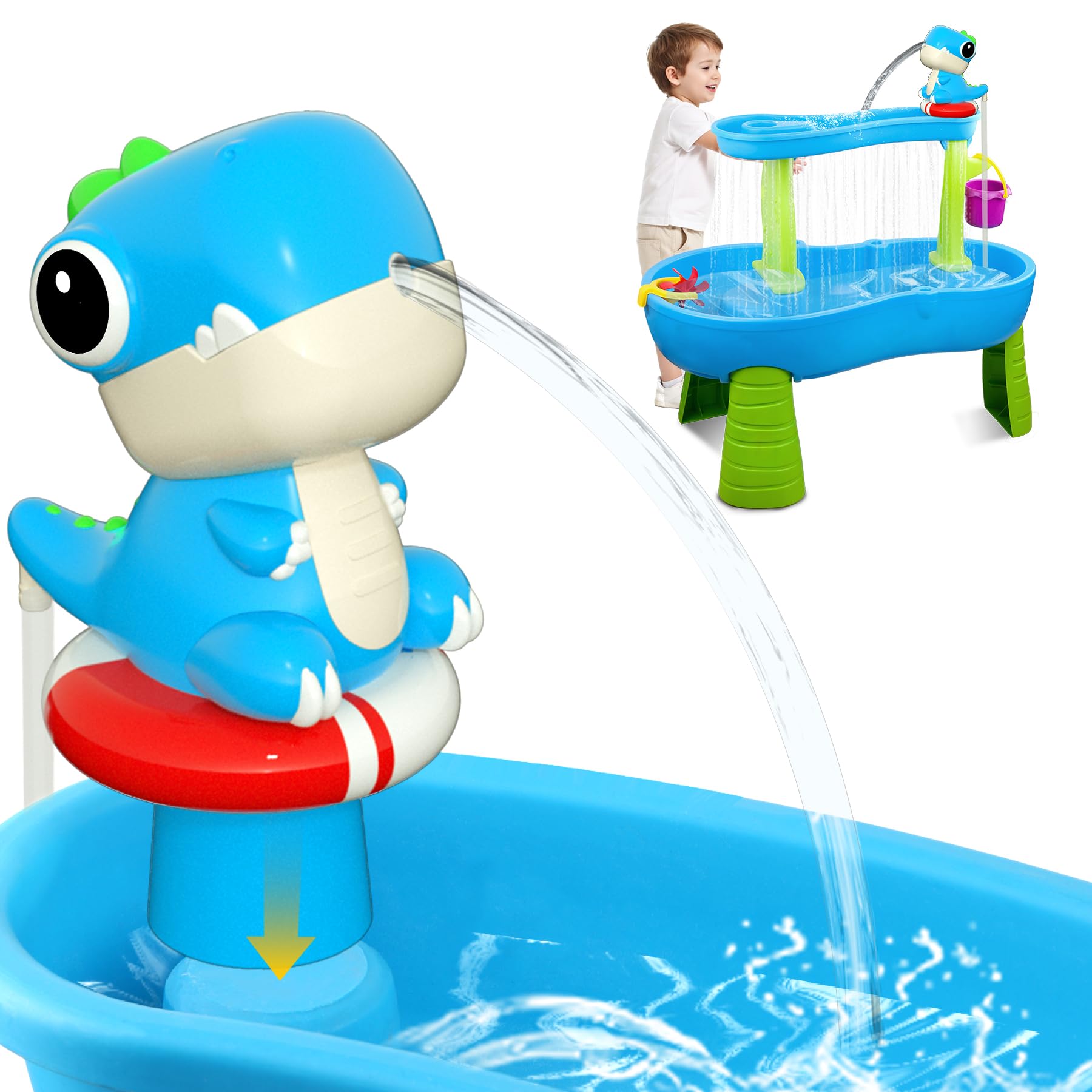 Litand Dinosaur Water Table Pump blue product on water table