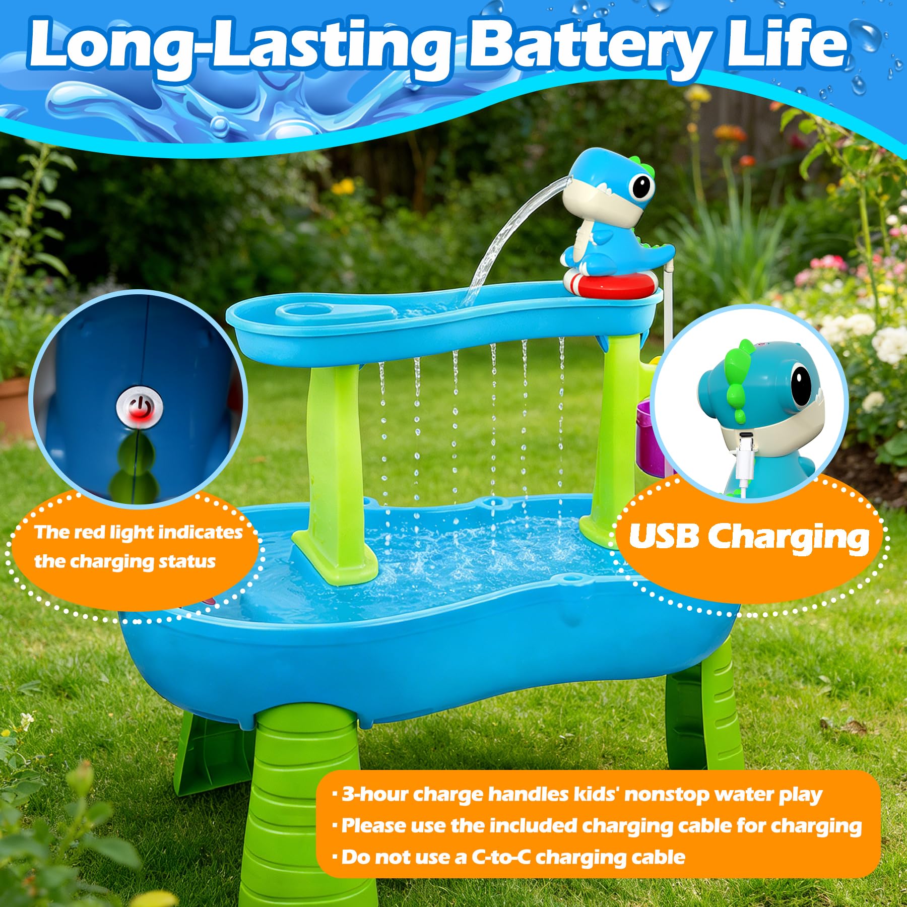 Litand Dinosaur Water Table Pump portable for indoor and outdoor use