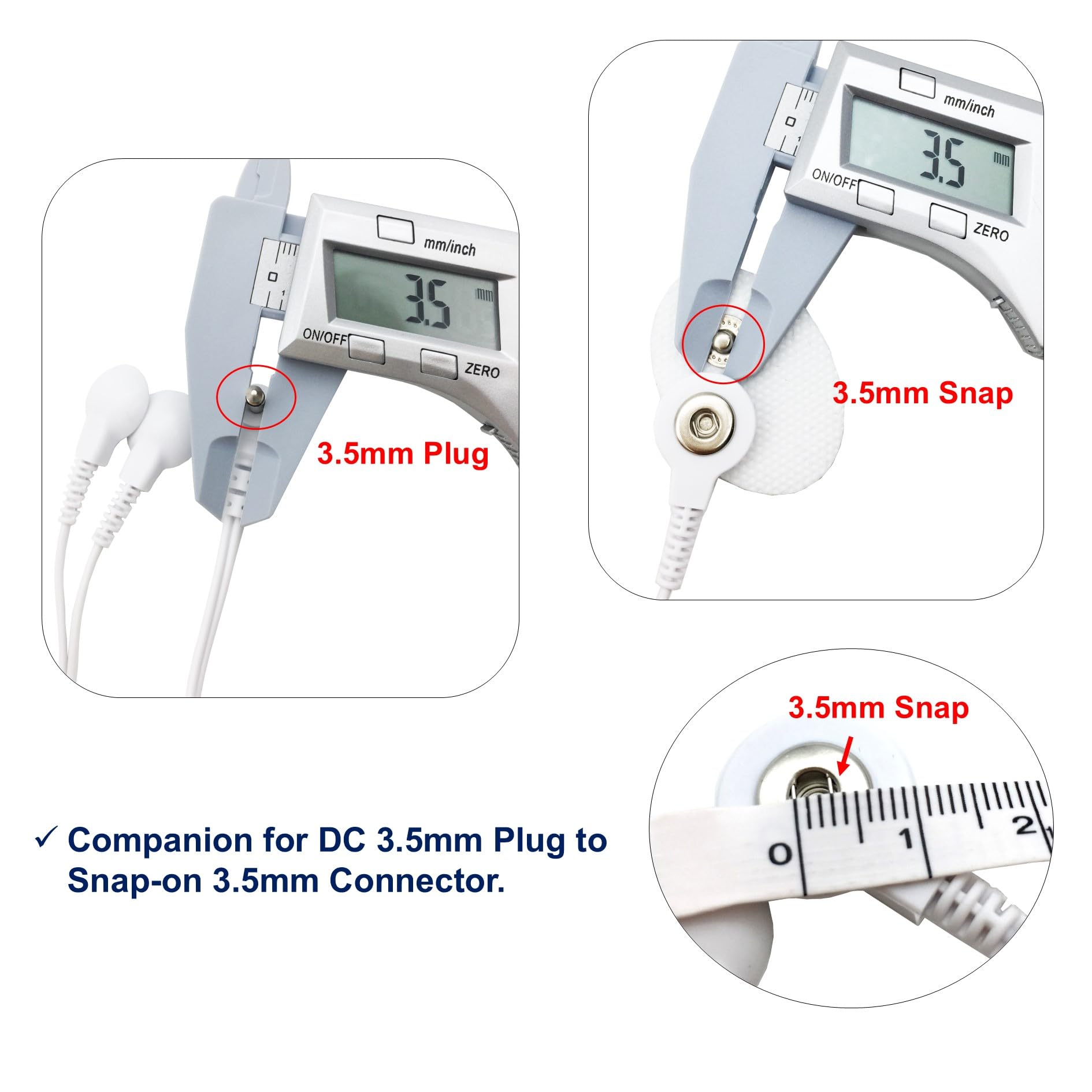 LiteTour 4 piece lead wires 3.5mm snap for devices