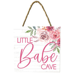 Little Babe Cave Sign 7x7 inches with jute rope attached