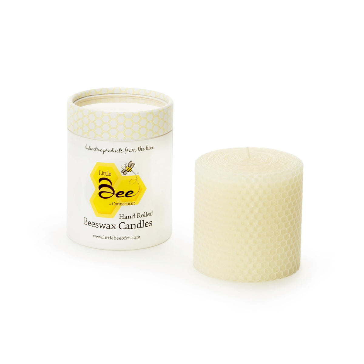 Little Bee of CT hand rolled beeswax pillar candle 3x3 inches