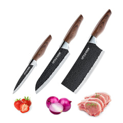 Little Cook 3PCS Chef Knife Set with blackened blades