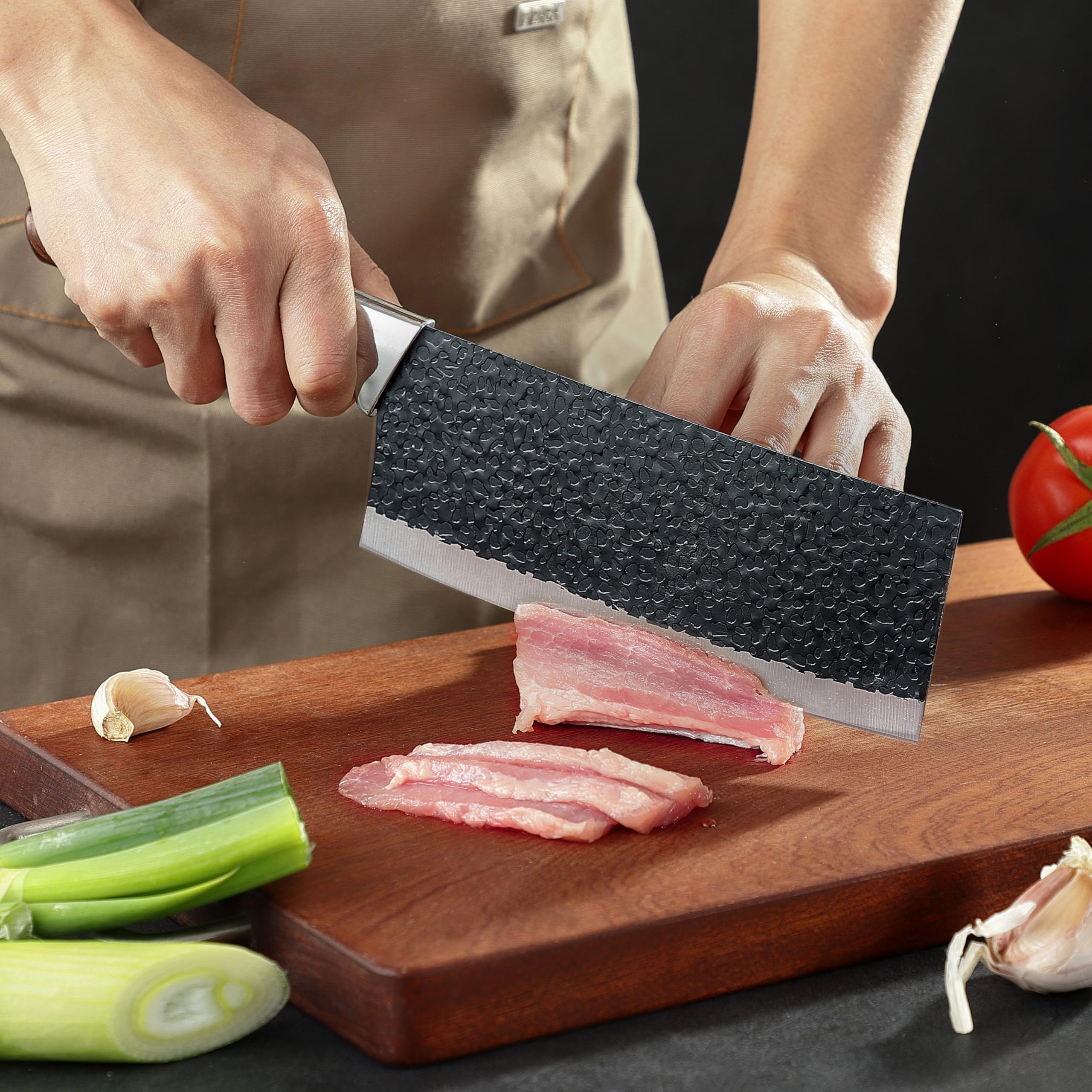 Little Cook 7 inch cleaver knife detail