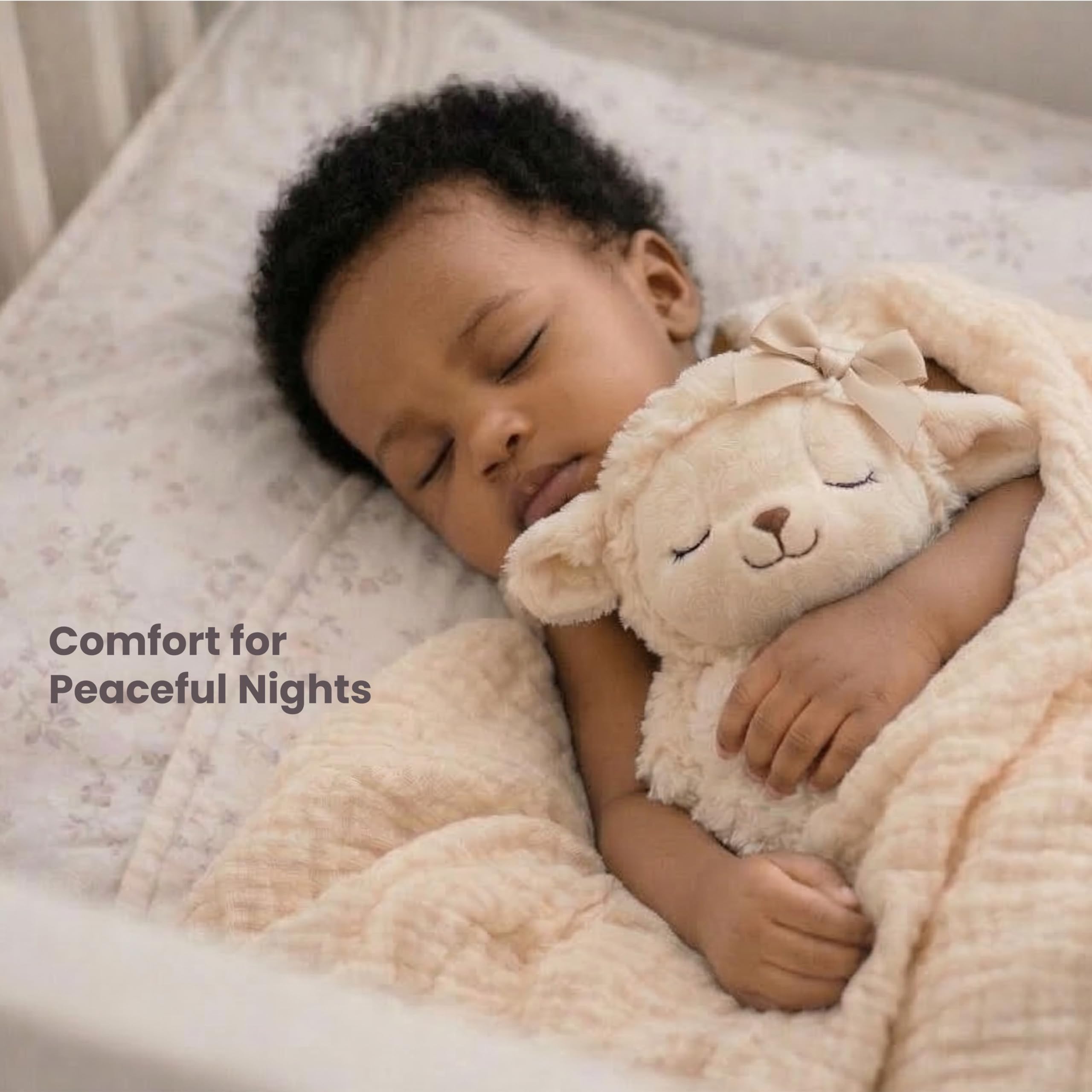 Two-layer muslin blanket plus plush lamb in gift set