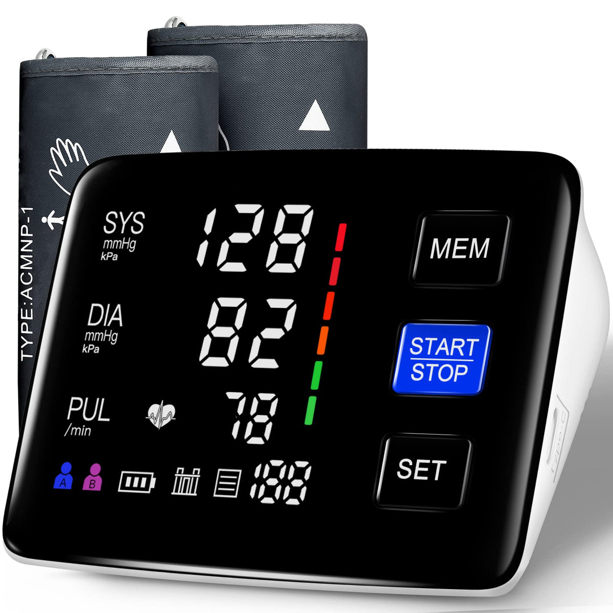 LIVAROCI blood pressure monitor with standard and extra large cuffs