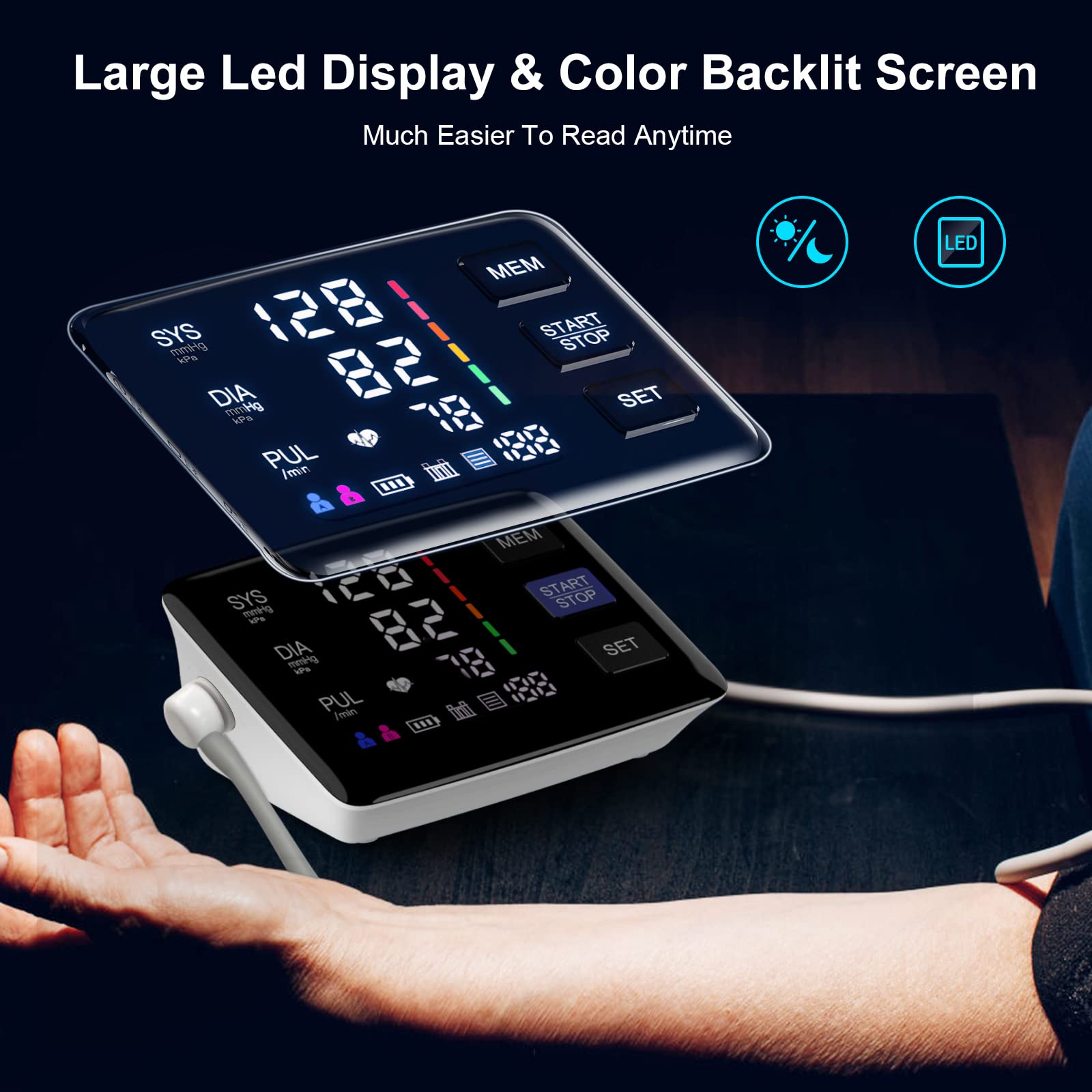 Extra large LED color backlit screen on LIVAROCI monitor