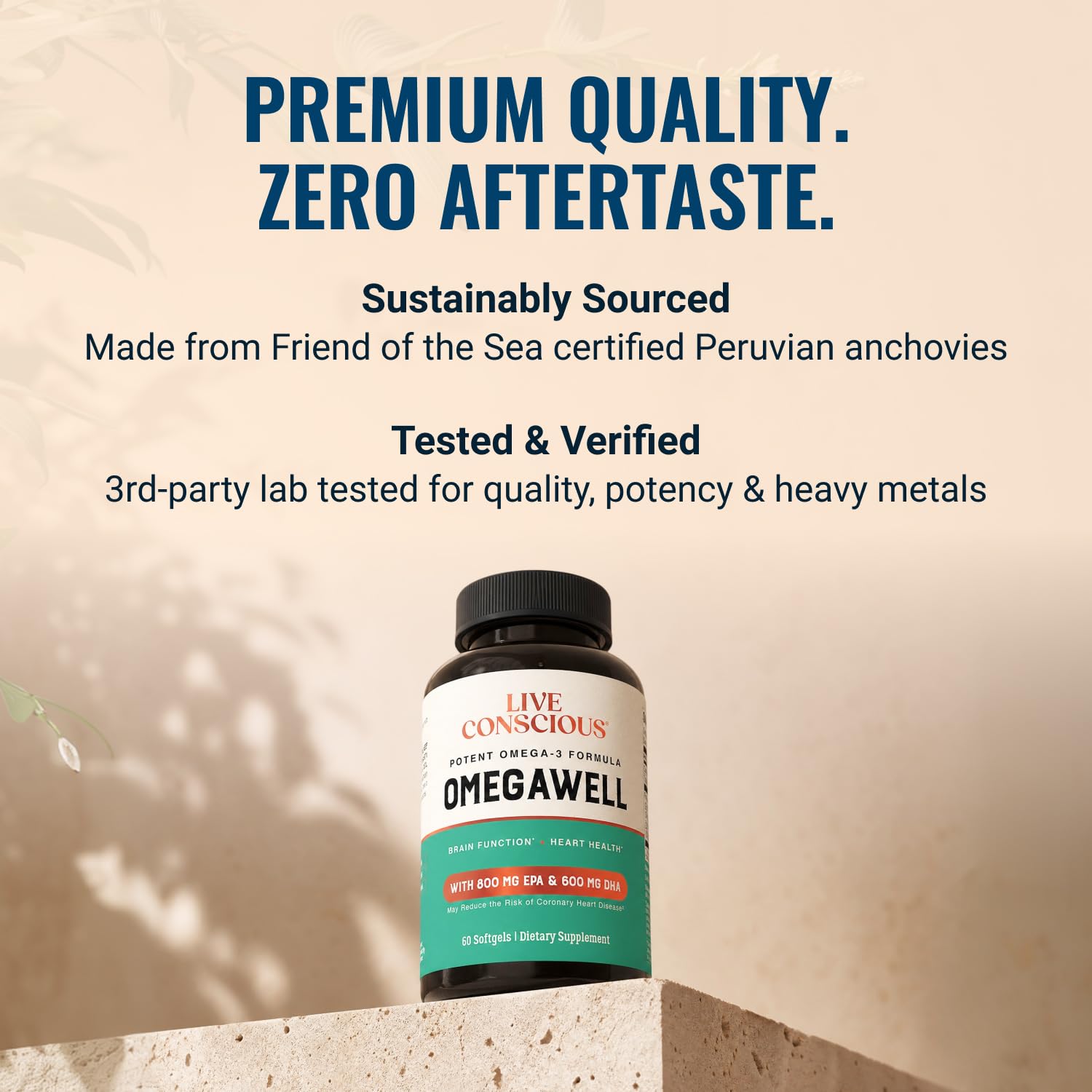 Third-party tested omega-3 fish oil from Live Conscious