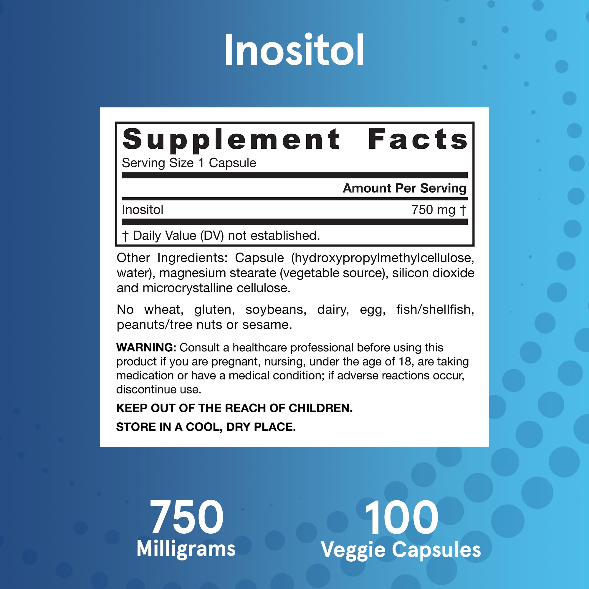 Non-GMO gluten-free inositol supplement packaging