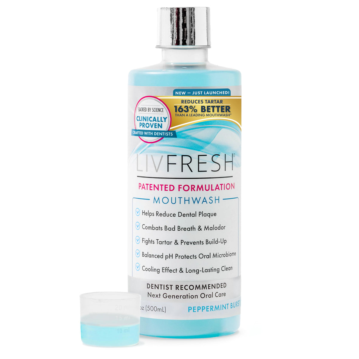 LIVFRESH Mouthwash Peppermint Burst 16.9 fl oz bottle
