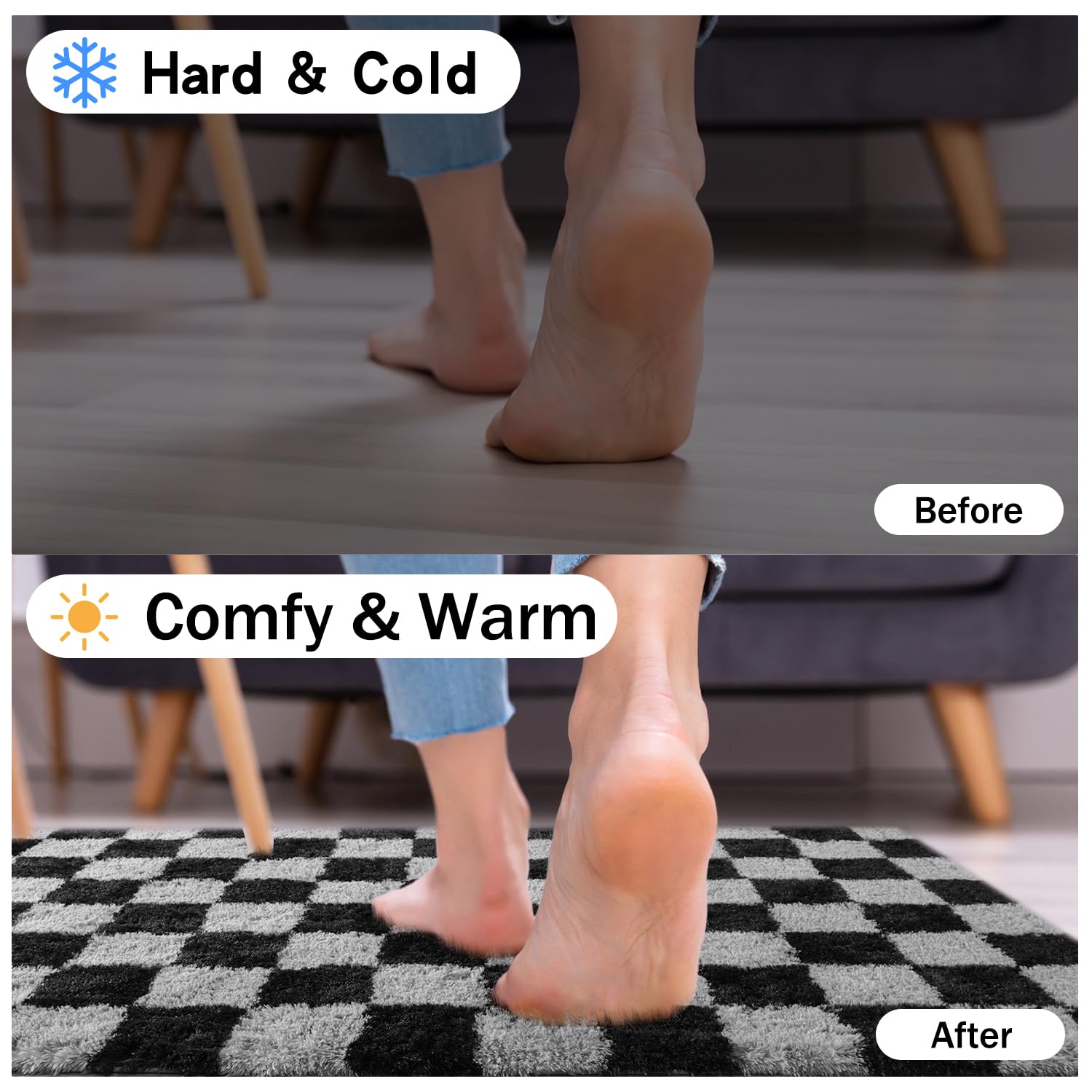 Easy care rug suitable for vacuum wipe maintenance