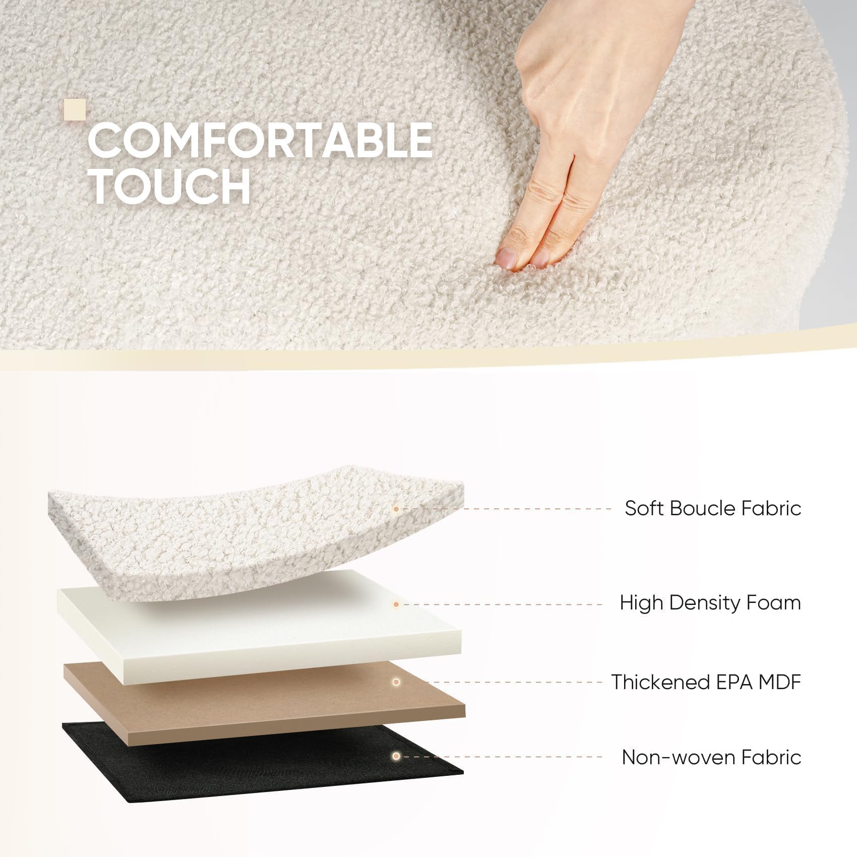 White teddy fabric ottoman in modern space