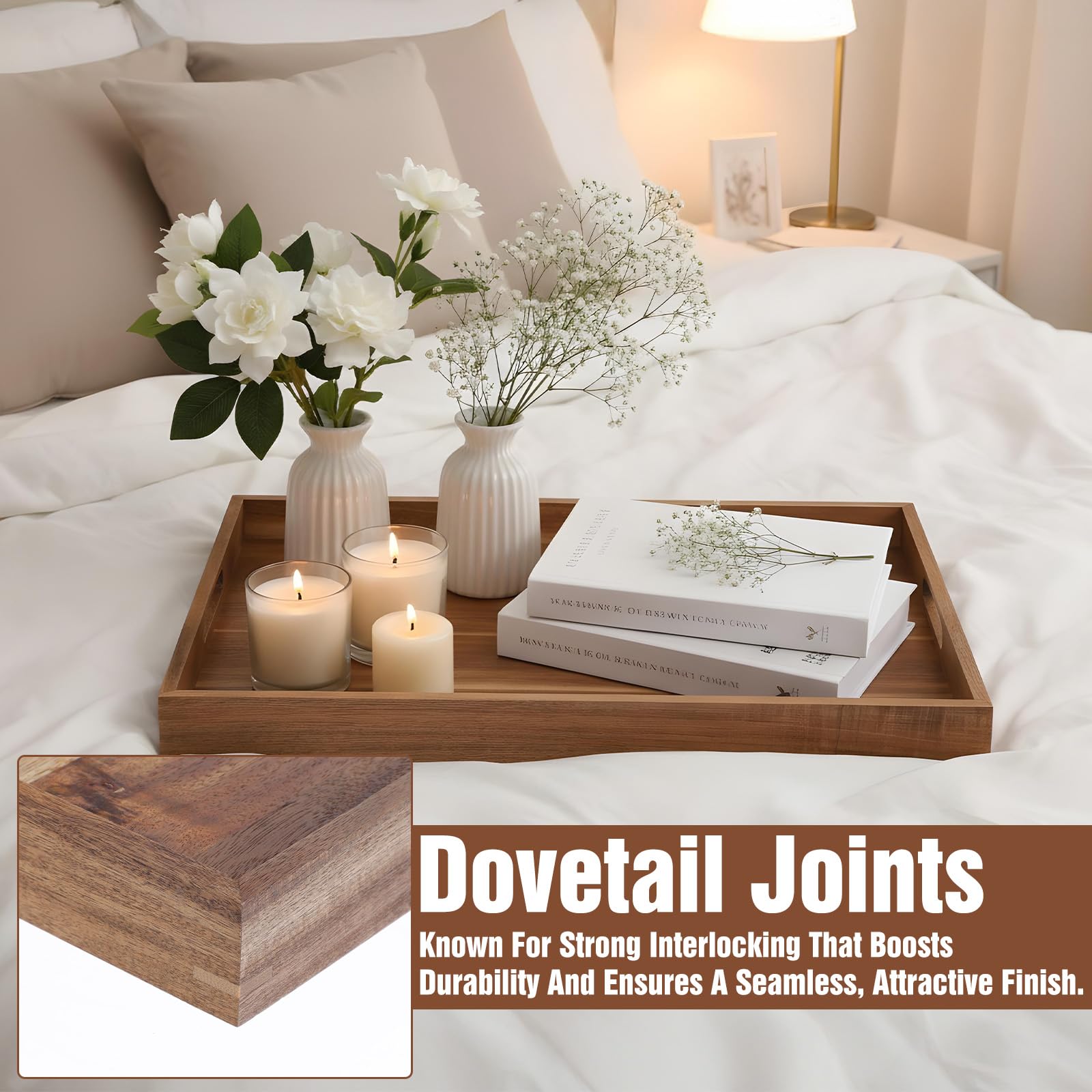 Table tray with ergonomic handles for serving