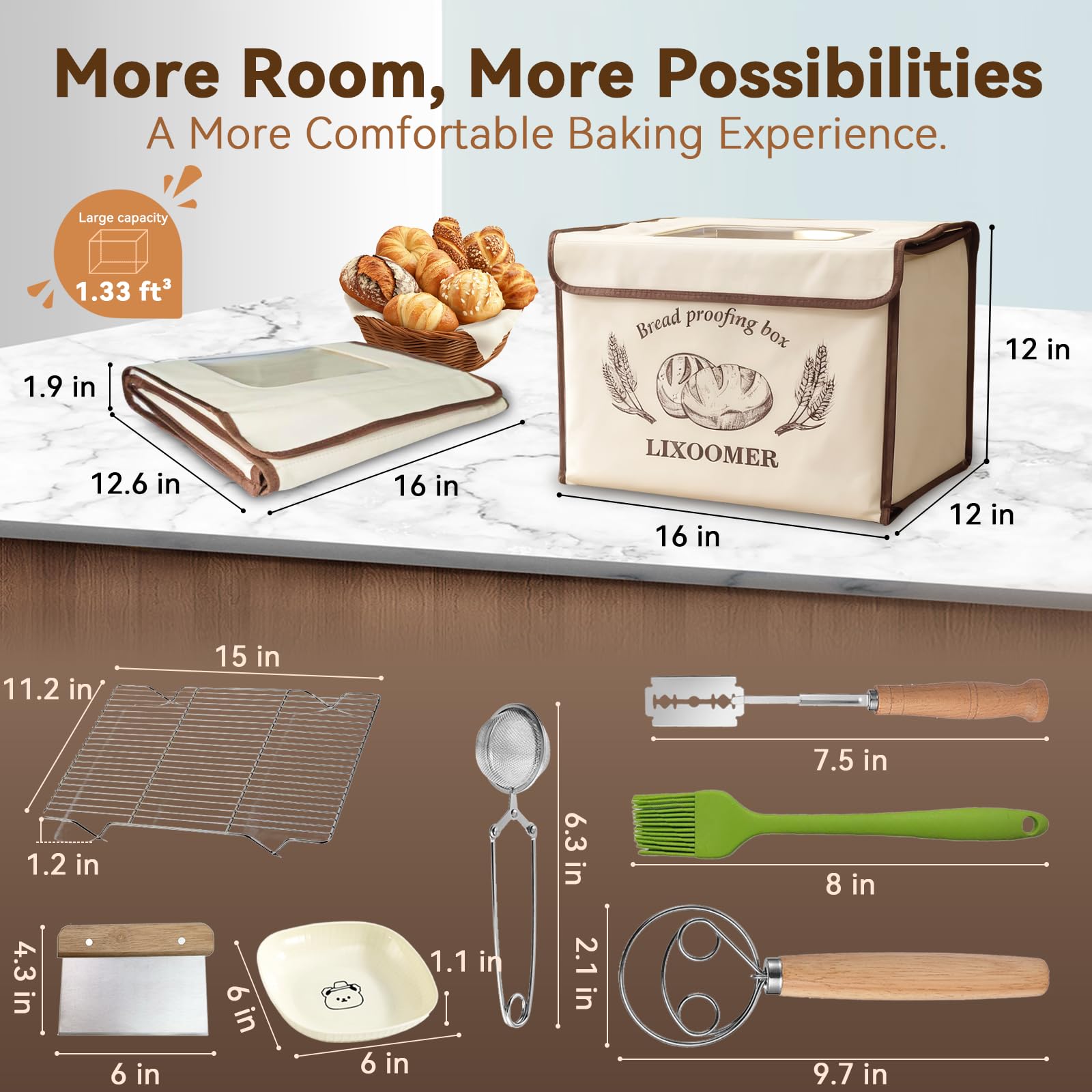 Pro fermentation tool set with dough tools
