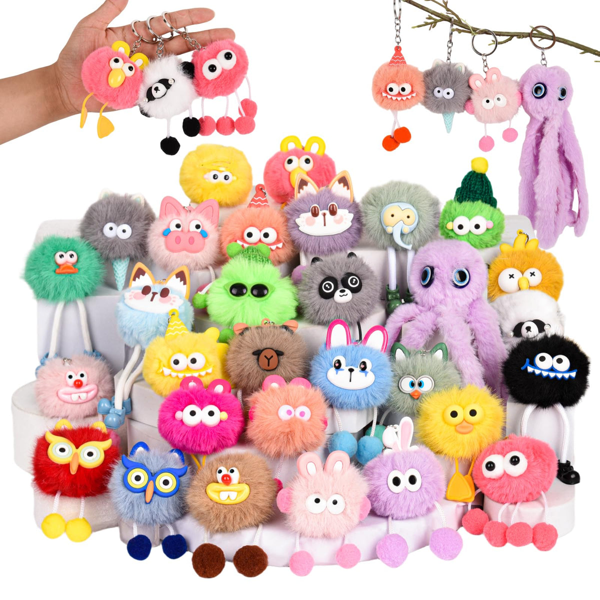 LiYiQ plush keychains 30-pcs bulk pack