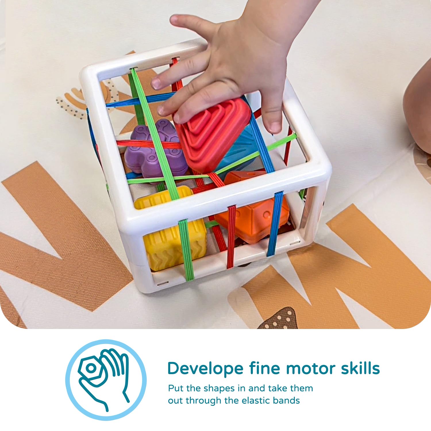 LiKee Montessori Toys 1 Year Old activity cube side angle