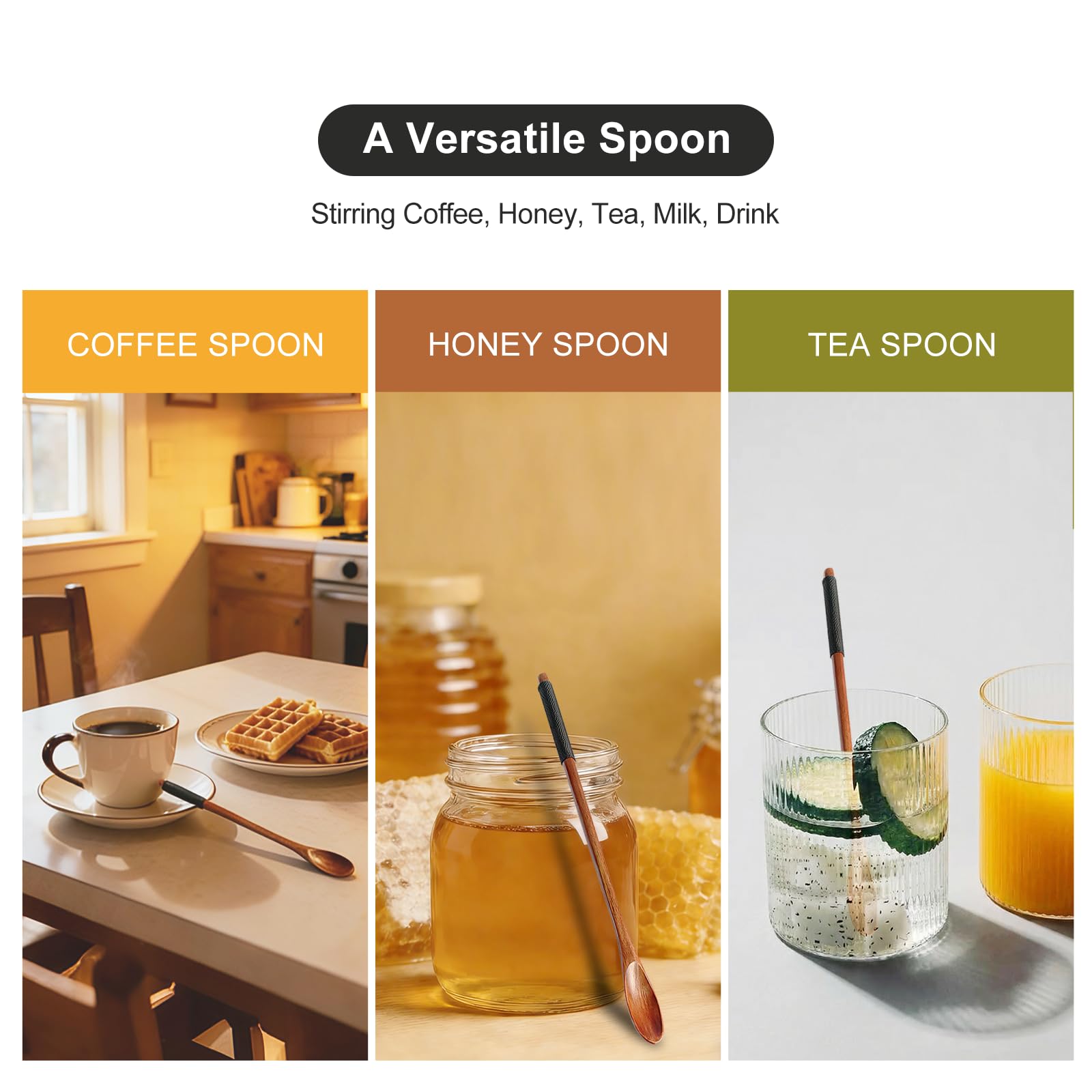 LKNNEASTO 2 pack wooden coffee spoons on countertop
