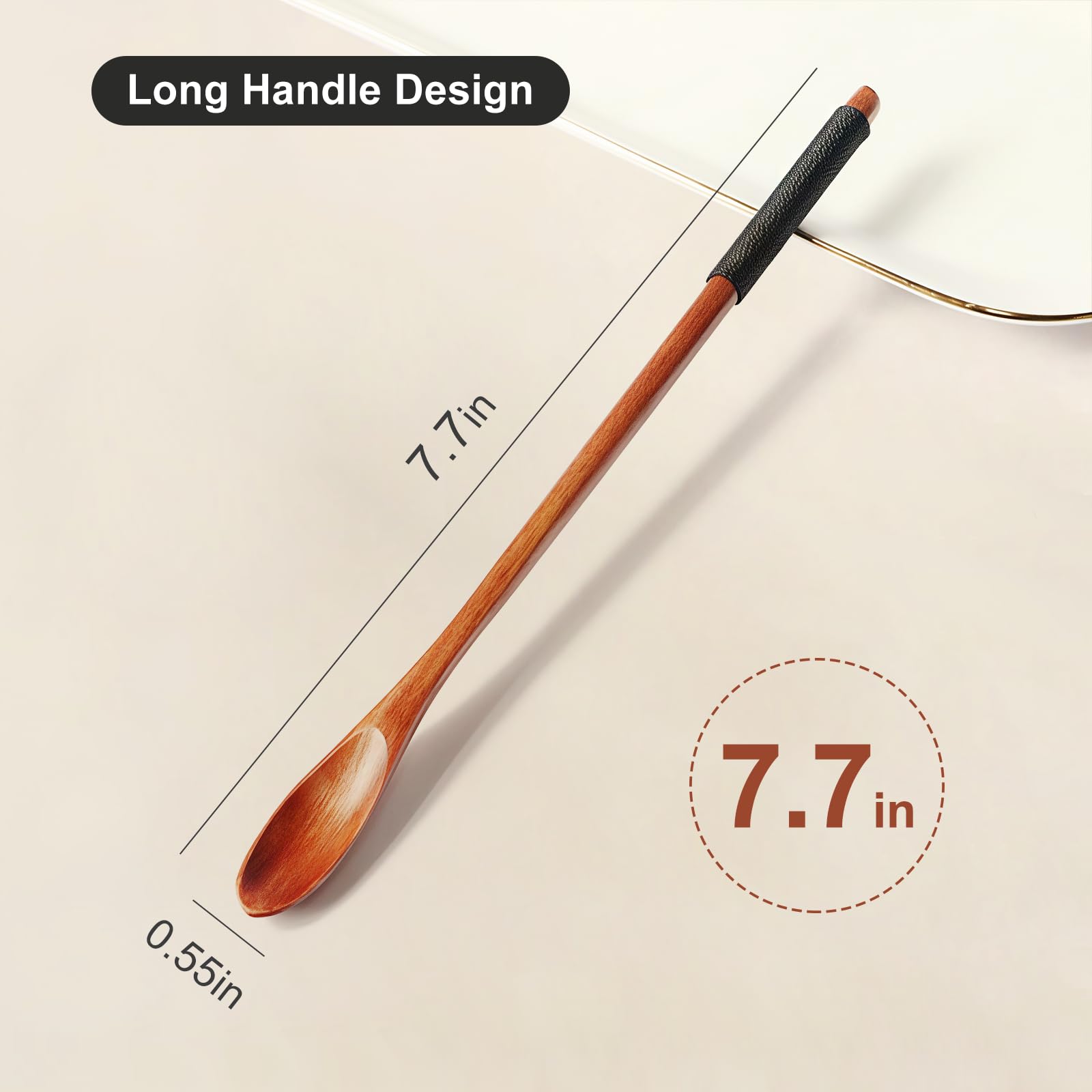 Handcrafted wooden coffee spoon grain pattern detail