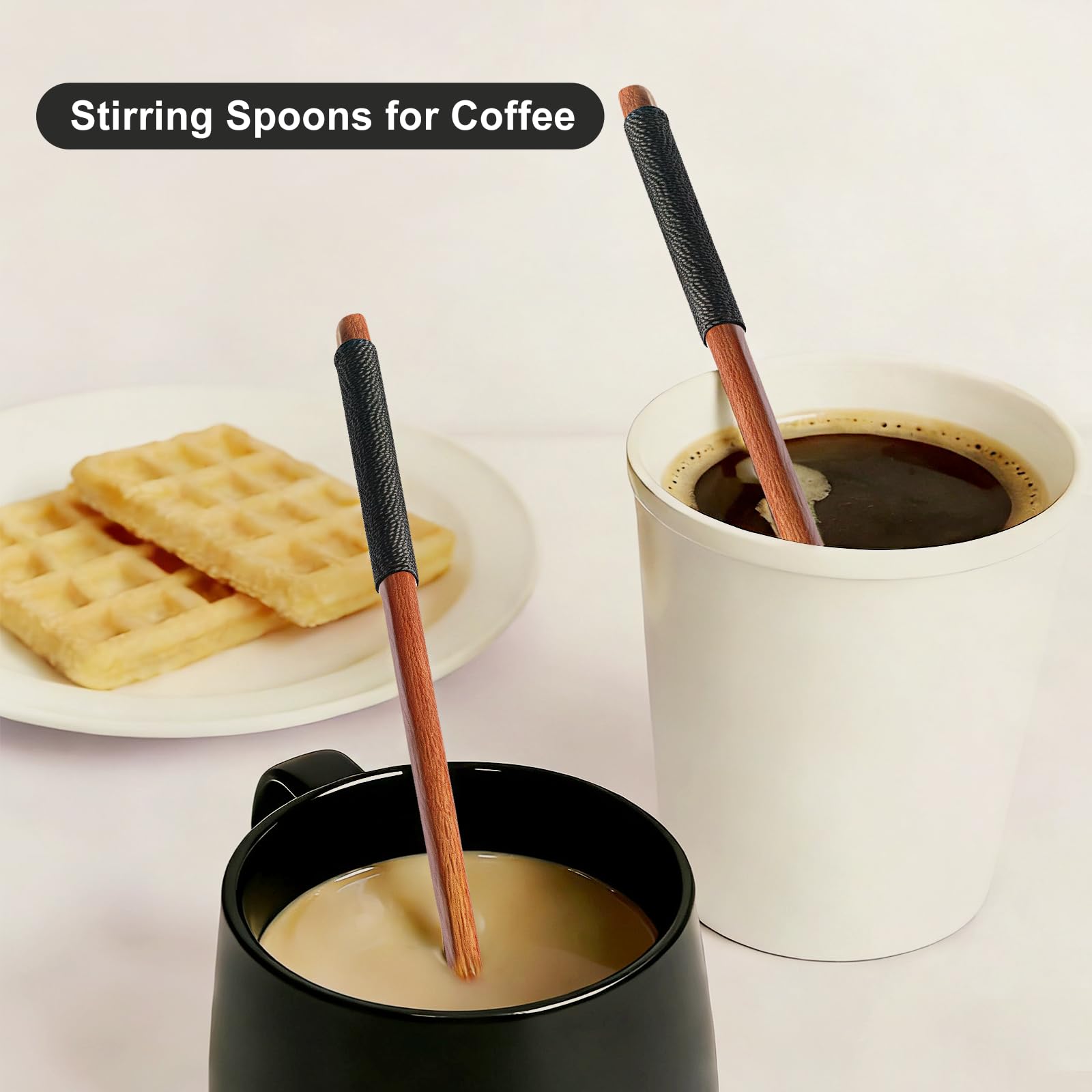 Wooden spoon resting on ceramic mug in kitchen