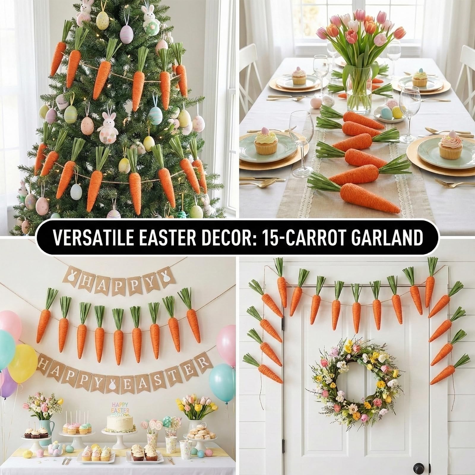 Durable hemp rope Easter banner with orange foam carrots