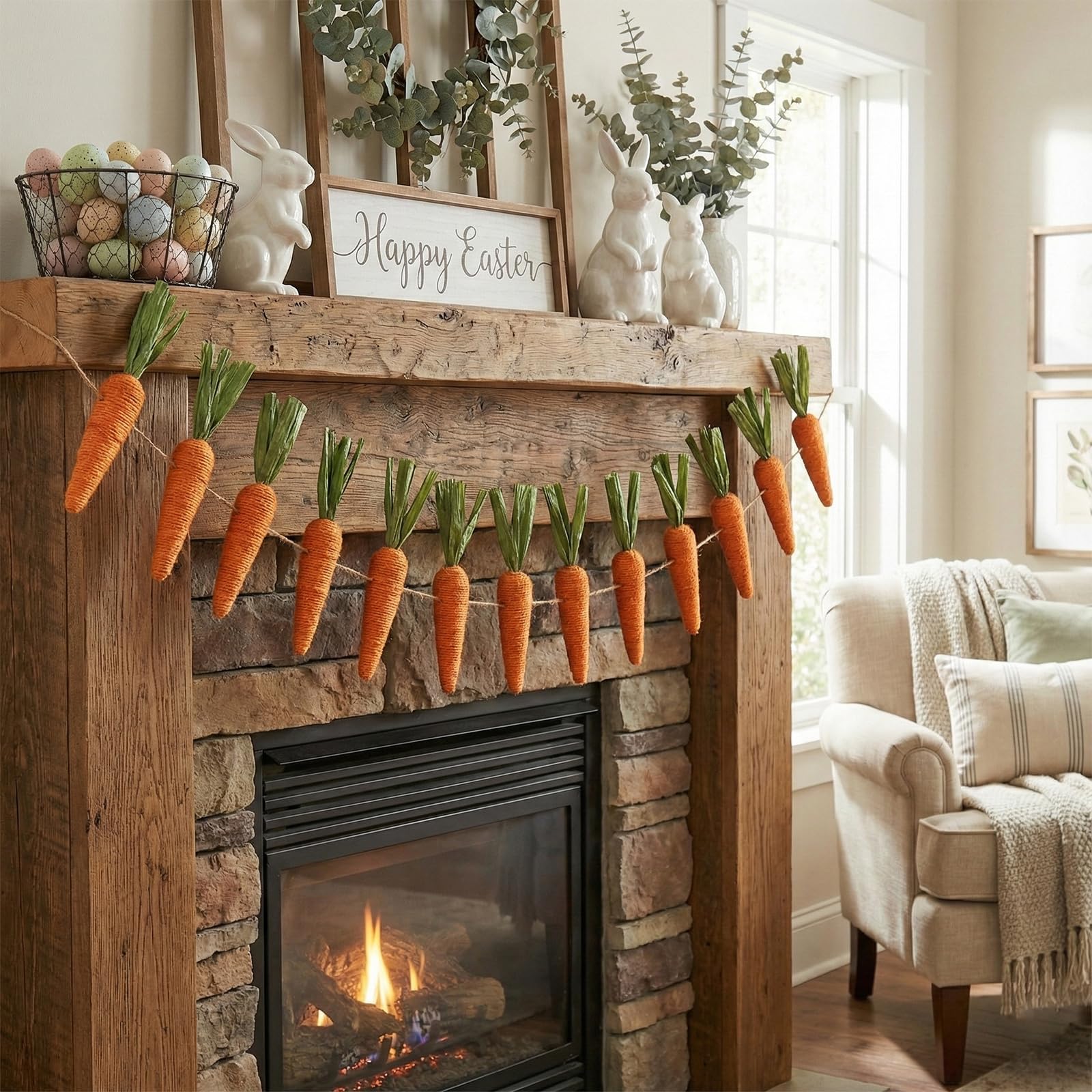 Carrot garland for mantels walls and doors Easter decor