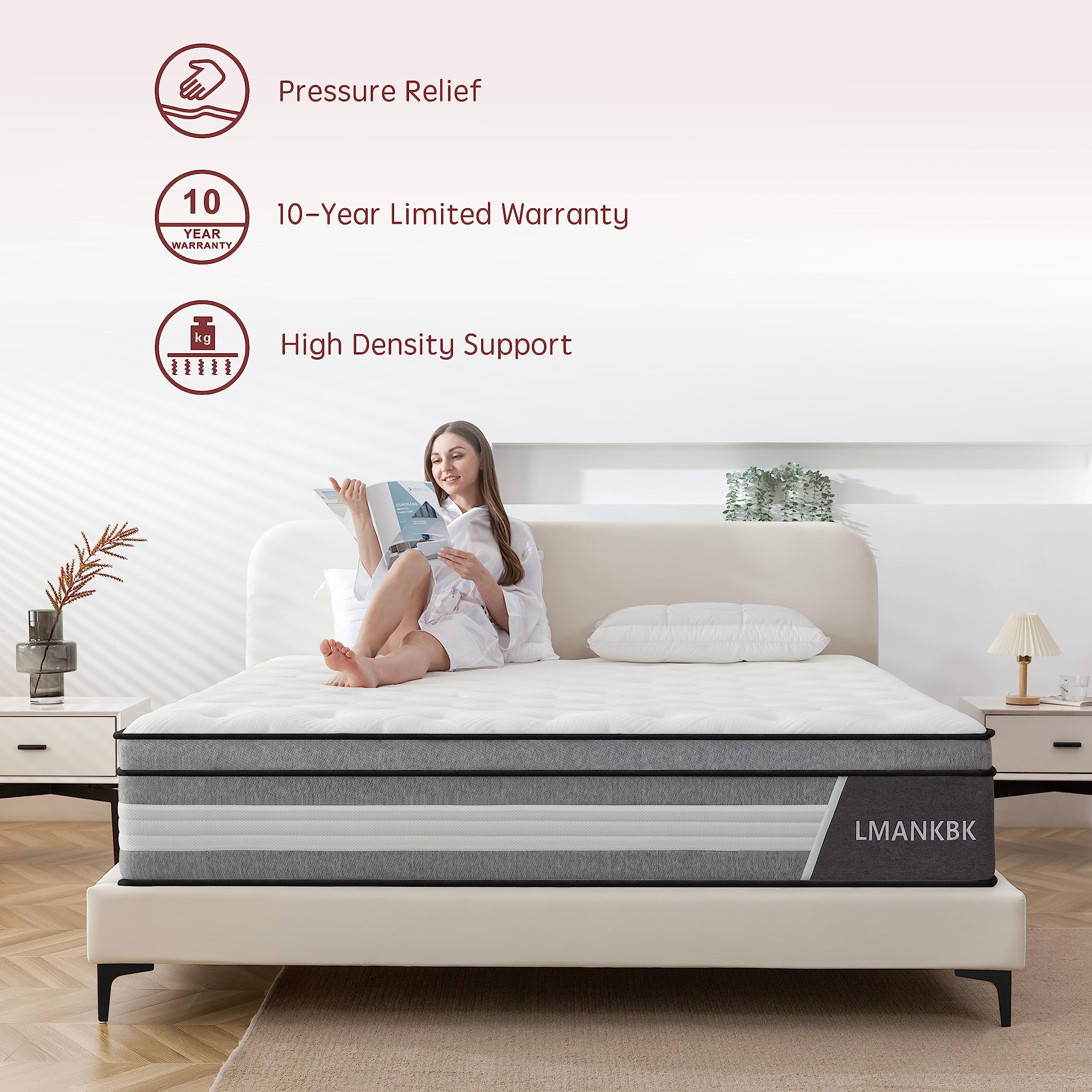 LMANKBK full mattress in a box 54x75 10in ready for setup
