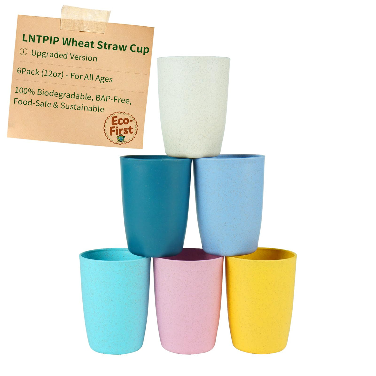 LNTPIP 12oz wheat straw cups 6pack product image