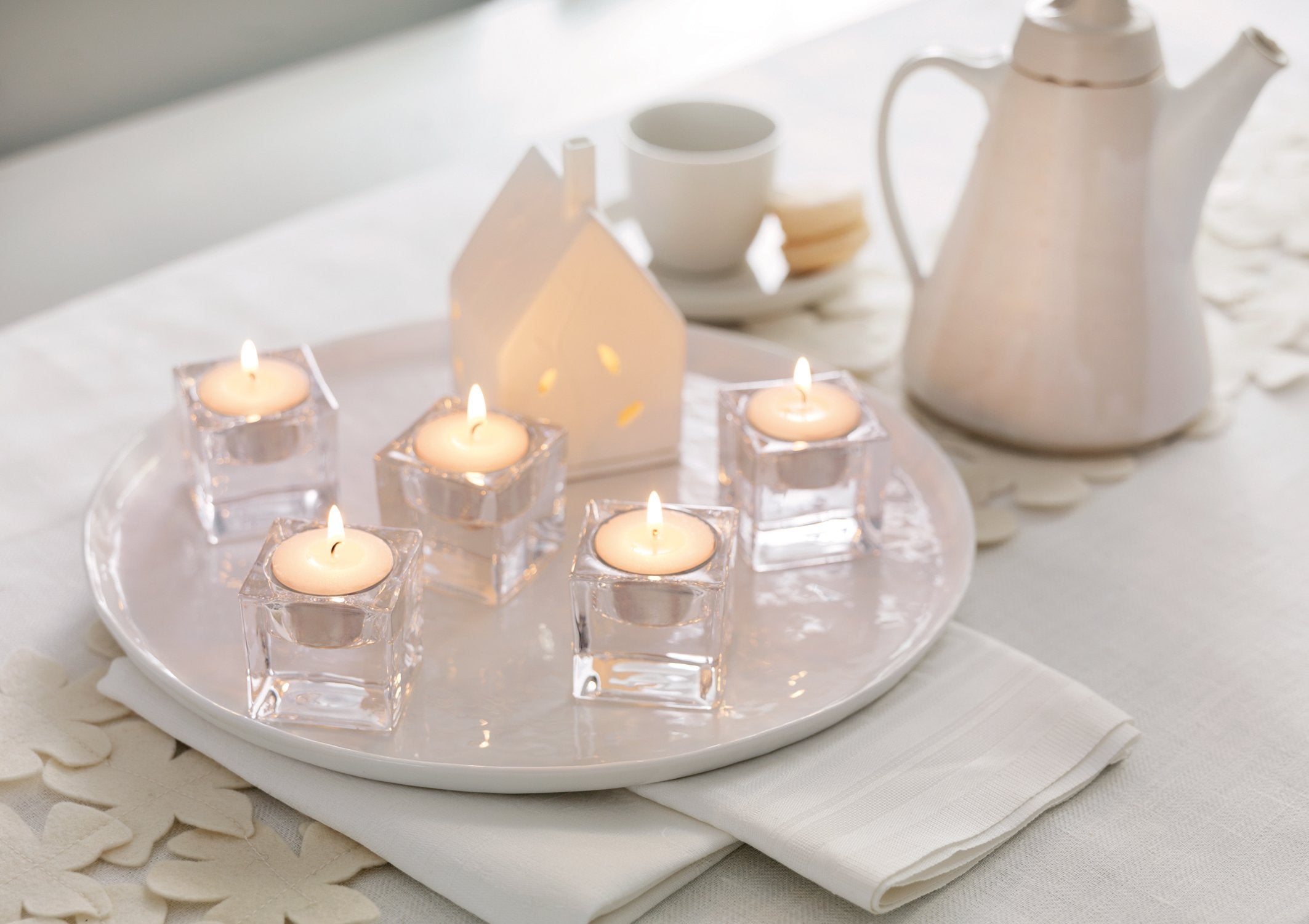 L'ner white unscented tealights for restaurant decorations