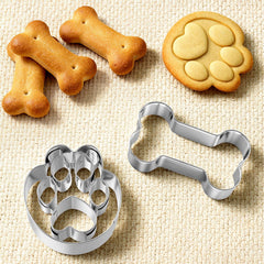 Stainless steel dog bone and paw cookie cutters