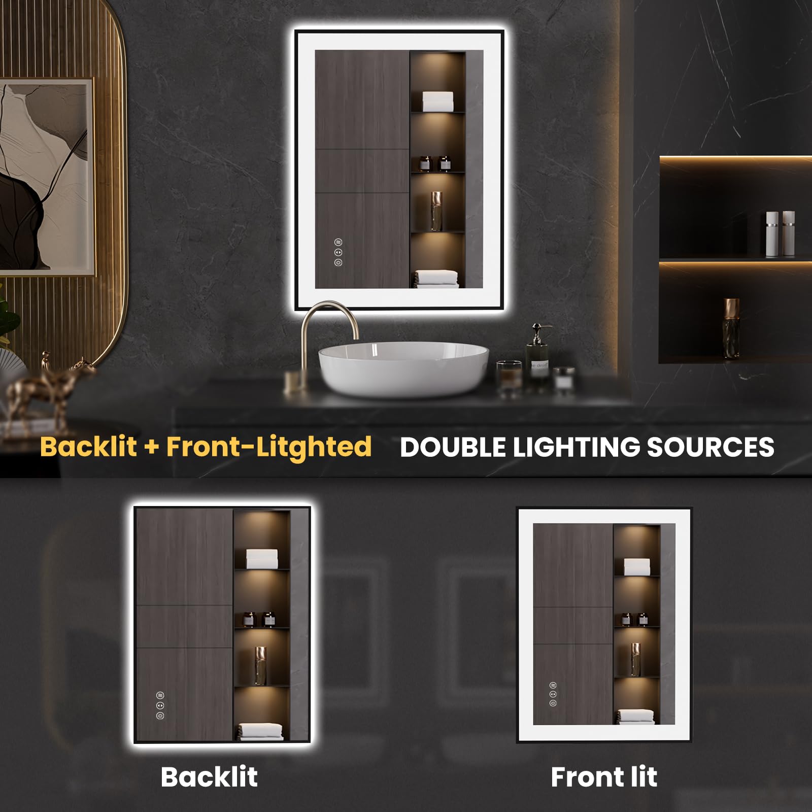 LOAAO defog and memory function LED bathroom mirror