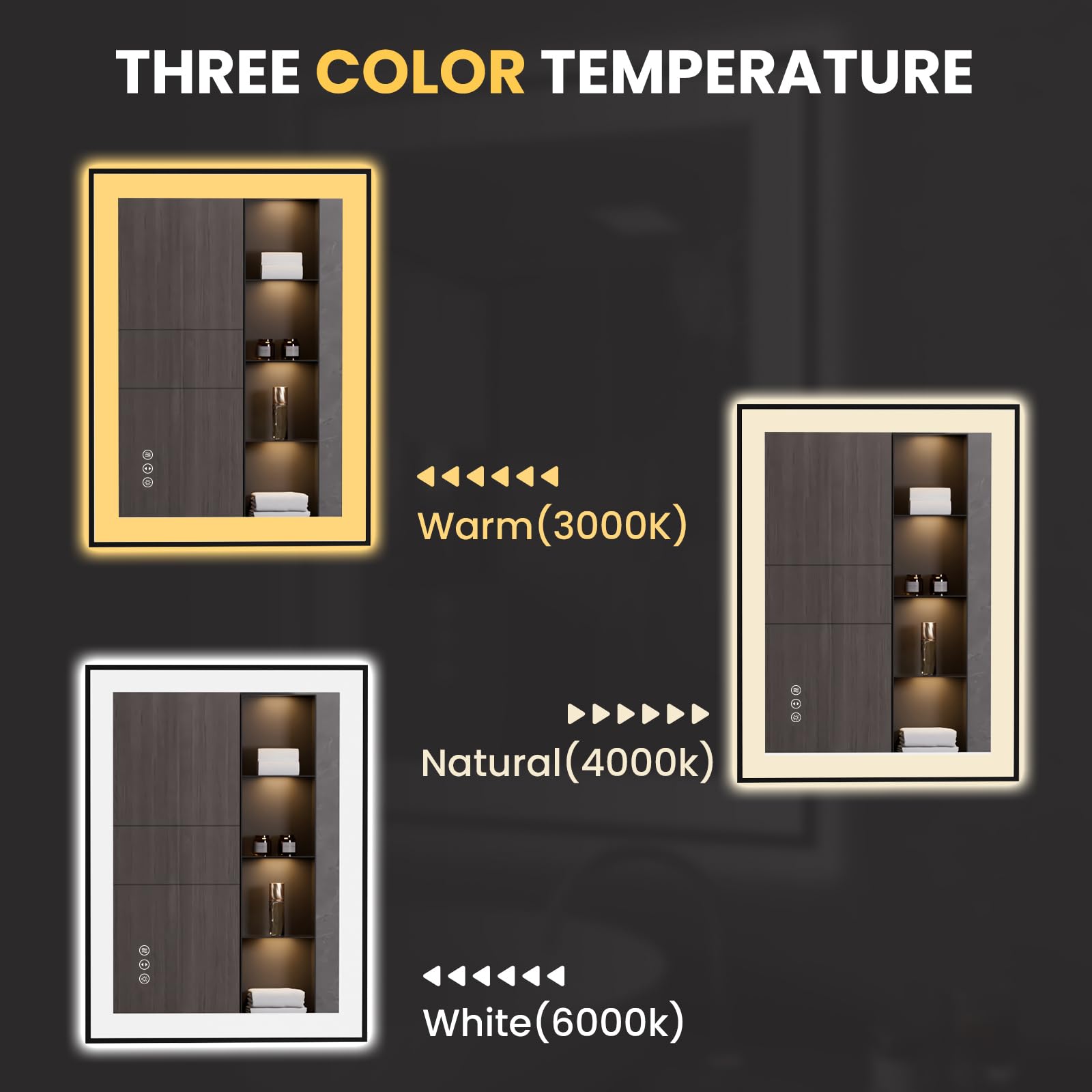 LOAAO easy install with two z-bar brackets LED mirror