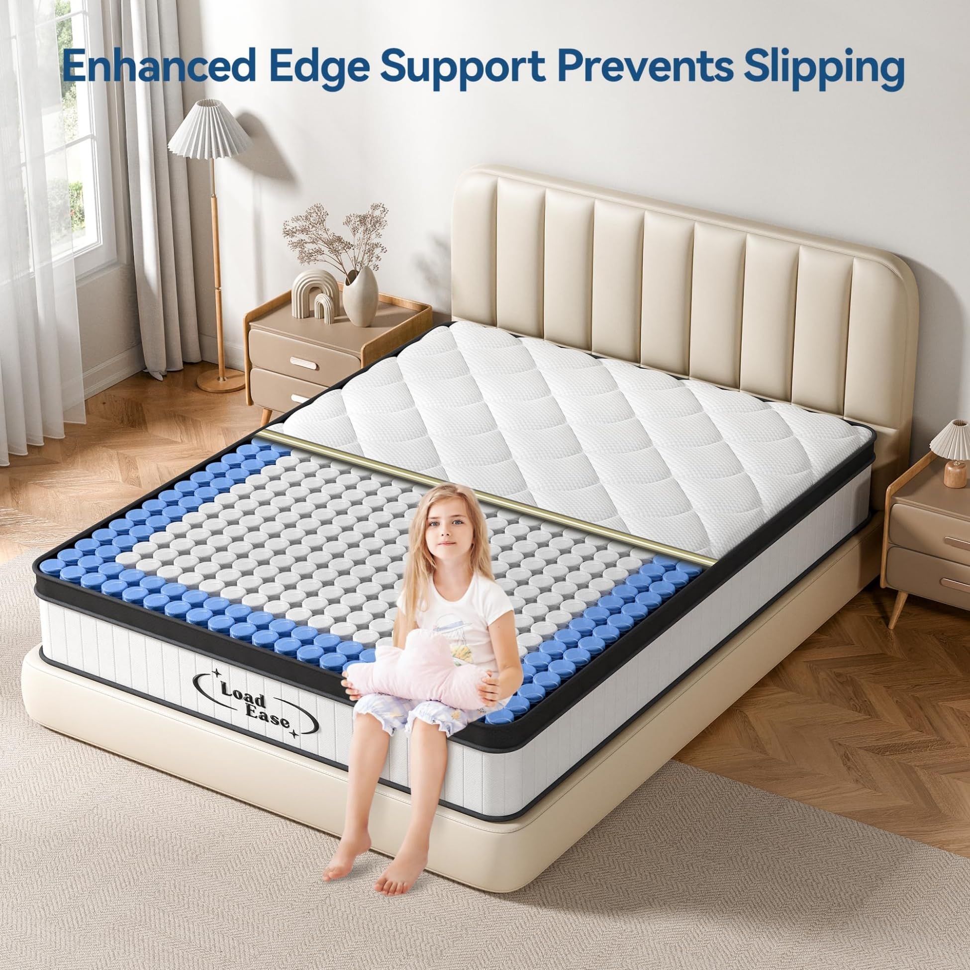 Edge support on LoadEase queen size hybrid mattress