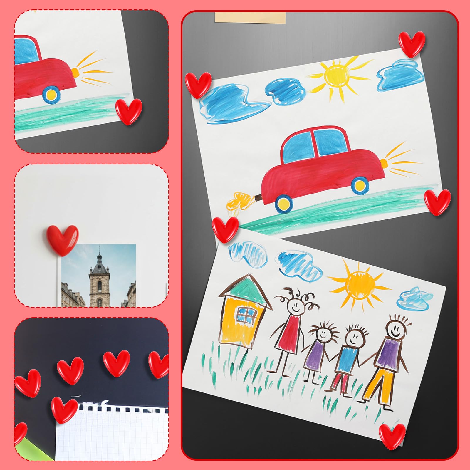 Red heart magnets for whiteboards
