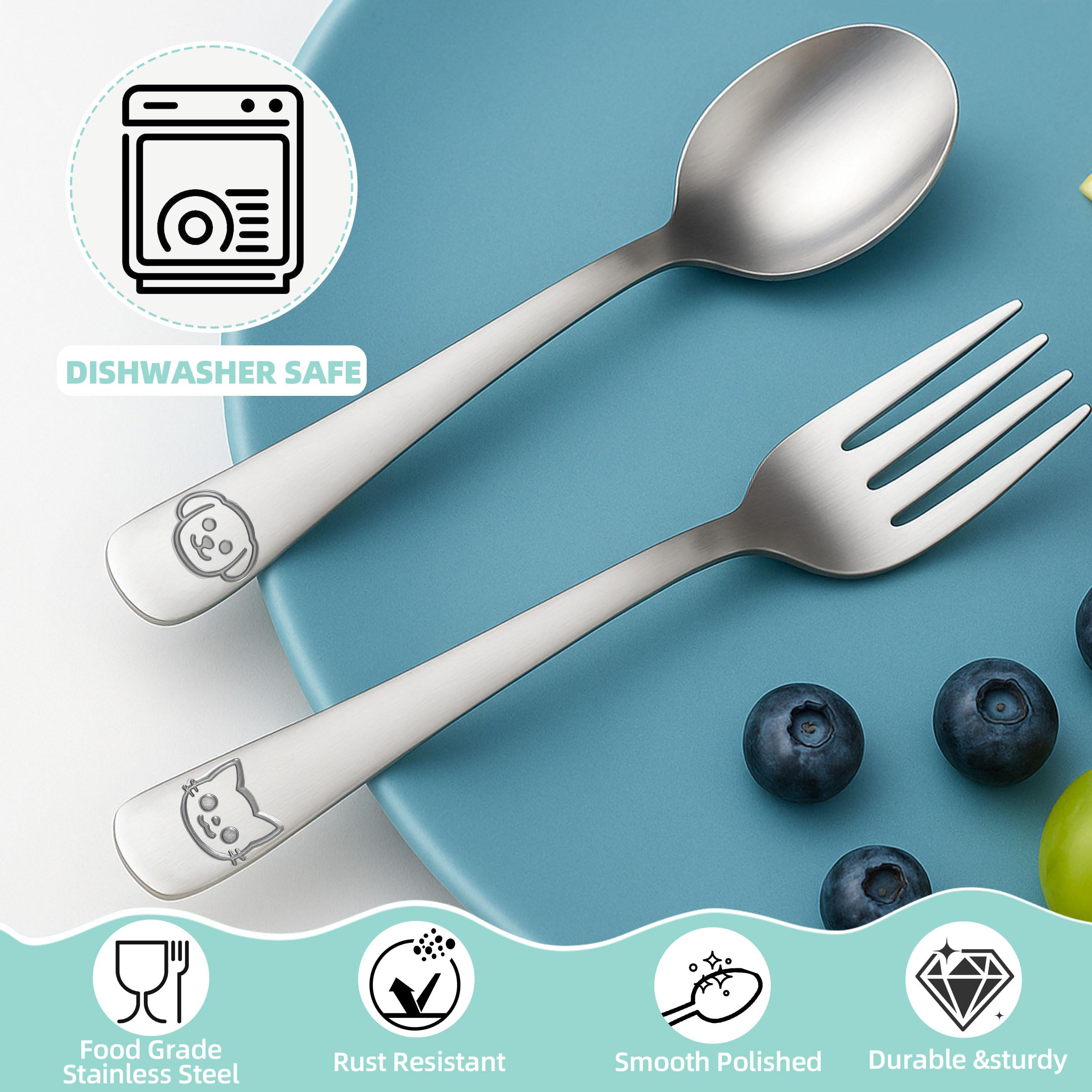 Animal motif designs on LOCONHA toddler silverware